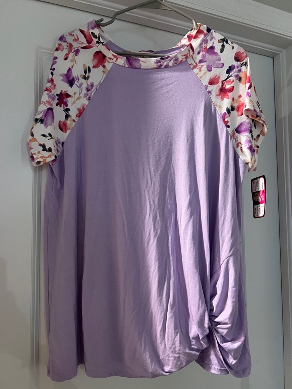 Lavender Raglan Floral Sleeve Women’s Top